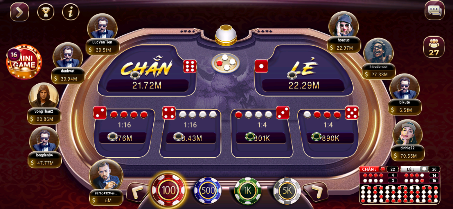 Trải nghiệm game Tài Xỉu trên B52