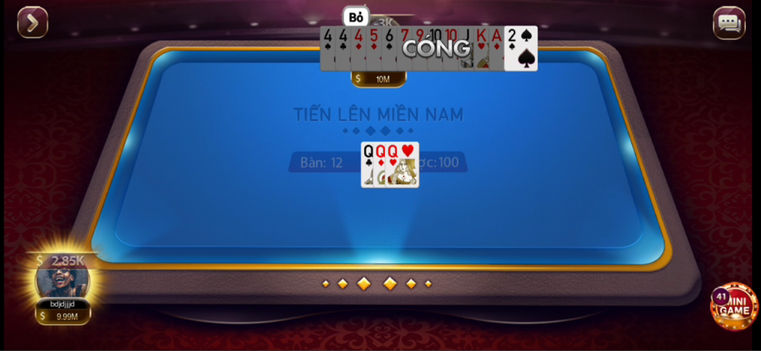 Ảnh chụp màn hình tính năng game trong ứng dụng B52